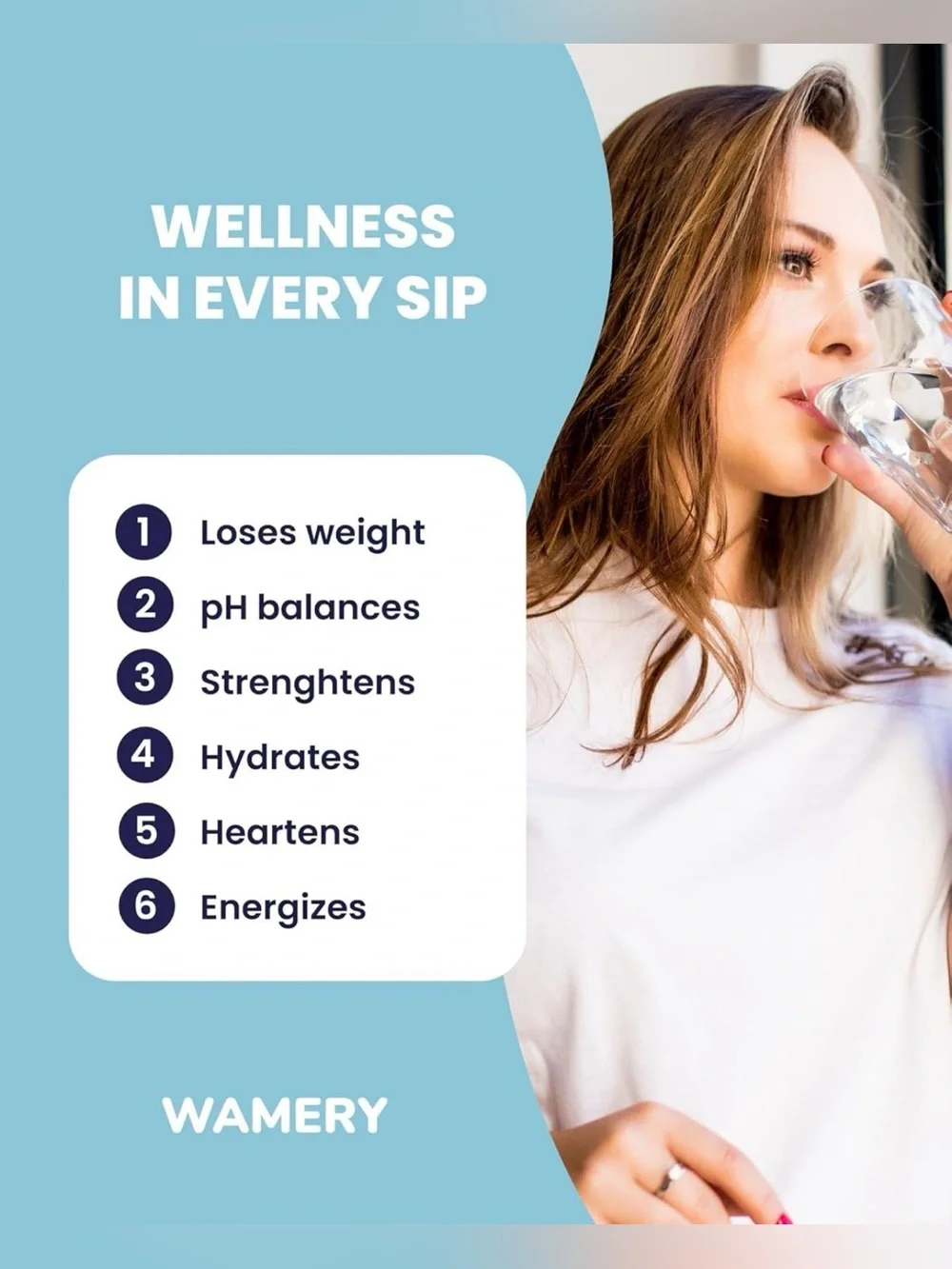 Wamery Refrigerator Alkaline Water Filter - White with Navy Label